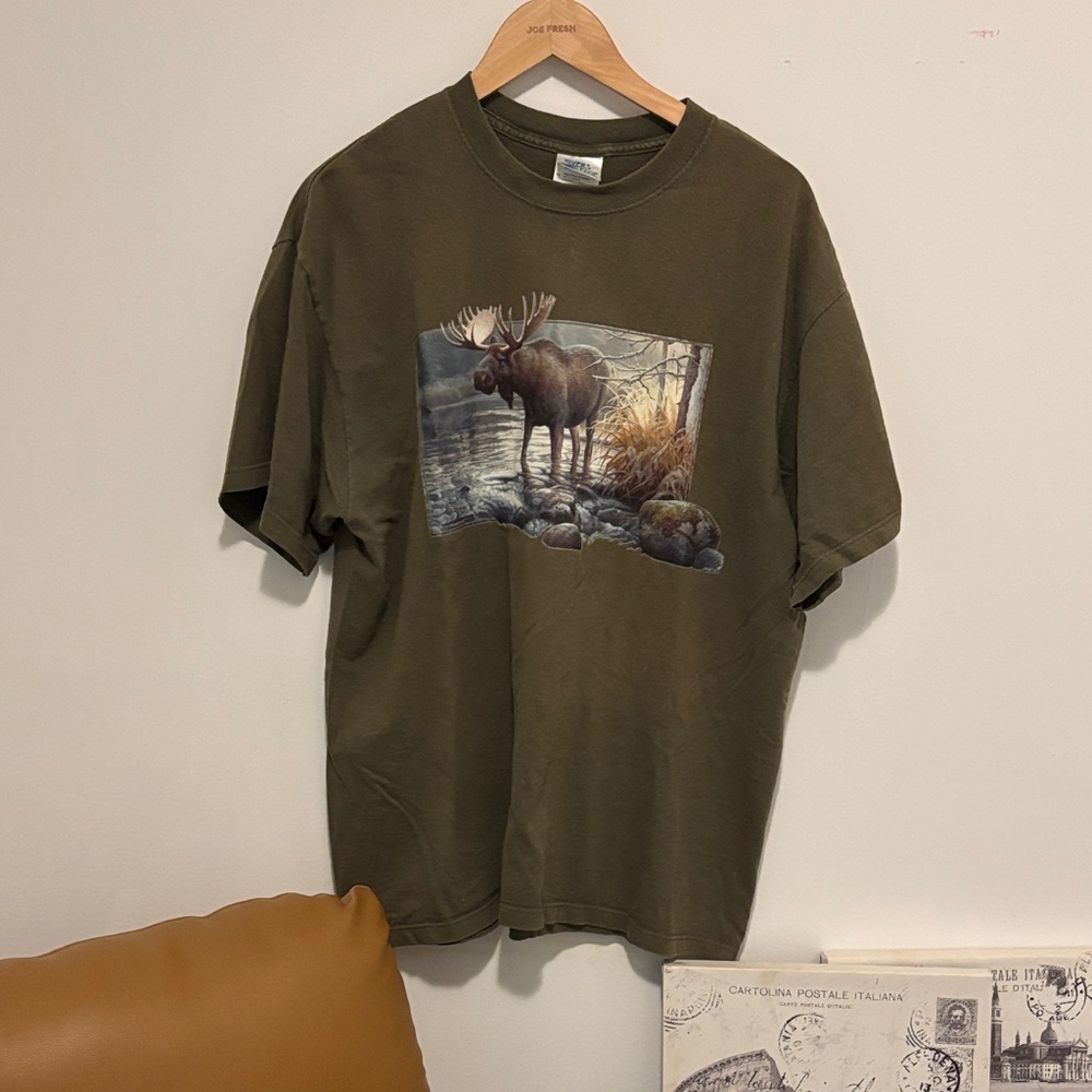 Gildan Forest Green Moose Print Men's T-Shirt